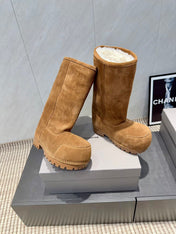BALENCIAGA 25S BOOTS PLATFORM HEEL IN BROWN SUEDE STYLE 4