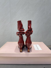 BALMAIN 26S BOOT 75 MM IN RED CALFSKIN