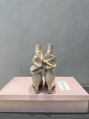 BALMAIN 26S BOOT 75 MM IN LIGHT BEIGE CALFSKIN