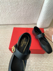 VLOGO LOCKER MARY-JANE BALLERINA IN BLACK CALFSKIN