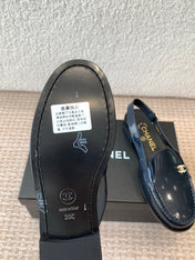 CC MOCCASIN SLINGBACK IN AEGEAN BLUE PATENT CALFSKIN