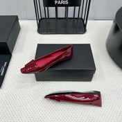 POPPY BALLET FLATS IN BURGUNDY RED GLOSSY LAMBSKIN