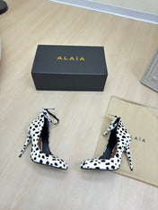 DECOLLETE PUMPS IN BLACK MIX WHITE DOTS HAIRCALF