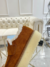 SUEDE LOAFER BRONZE BROWN WITH SHEARLING LINING