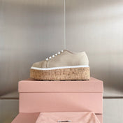 Lace - up Platform Shoes Buttercream Canvas