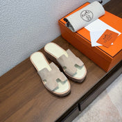 HM 26S H CUT PLATFORM SLIDES IN LIGHT BROWN SUEDE CORK SOLE