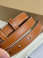 SMALL TRIOMPHE BELT 18 MM BRONZE BROWN LEATHER SILVER HARDWARE