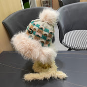 BEANIE HAT IN COLORFUL WOOL AND RABBIT FUR 392116