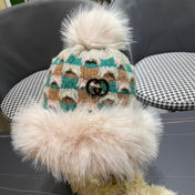 BEANIE HAT IN COLORFUL WOOL AND RABBIT FUR 392116