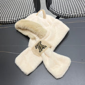 PLUSH EARMUFFS HAT IN BEIGE WOOL AND FOX FUR 403462