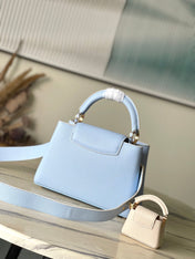 CAPUCINES BB 26 IN CANDY BLUE TAURILLON GOLD HARDWARE