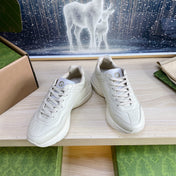 GG COUPLE TRAINER WHITE CALFSKIN WITH LEMON ICON