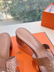 0ASIS SANDAL IN BLUSH PINK SUEDE WITH CRYSTALS
