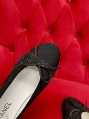 ballet flat black denim grosgrain