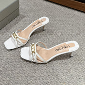 WHITNEY HIGH 6 CM MULE IN WHITE CROCODILE LEATHER