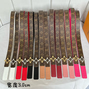 LV  MINI FLOWERGRAM 30MM REVERSIBLE BELT IN BLACK CALFSKIN SILVER HARDWARE