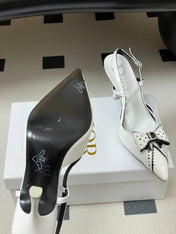DIOR 26S SLINGBACK HIGH HEELS 100 MM IN WHITE CALFSKIN