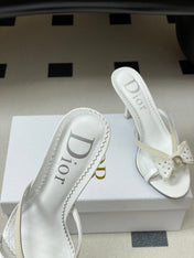 DIOR 26S HIGH HEEL SANDALS 100 MM IN WHITE CALFSKIN