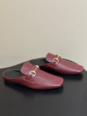 GUCCI 26S HORSEBIT LOAFER MULES IN RED CALFSKIN