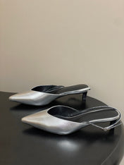HM 26S NICOLE SLINGBACK 40MM IN SILVER CALFSKIN SILVER HARDWARE