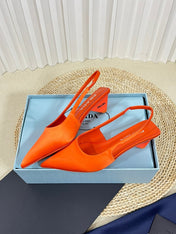 PRA POINTED TOE SLINGBACK PUMPS BRIGHT ORANGE SATIN