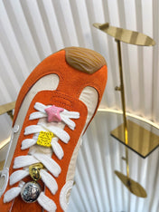 LOEWE 26S RUNNER 2.0 SNEAKERS IN ORANGE SUEDE AND BEIGE FABRIC