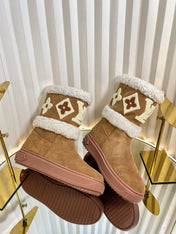 SNOWDROP FLAT ANKLE BOOTS IN CIDER BROWN SUEDE