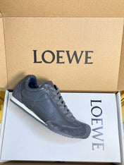 LOEWE 26S RUNNER 2.0 SNEAKERS IN DARK GREY CALFSKIN AND SUEDE