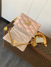 LV 25S GO-14 MM 23 IN LIGHT PINK QUILTED LAMBSKIN GOLD HARDWARE