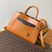 MARELLE TOTE BB BAG 30 IN BRONZE BROWN EPI GRAIN COWHIDE LEATHER