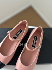 MARY JANE LIGHT PINK MIX BLACK CALFSKIN