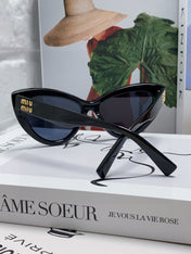 GLIMPSE CAT EYE SUNGLASSES 555886 IN BLACK ACETATE