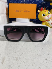 LINK SQUARE SUNGLASSES 570272 IN BLACK ACETATE BLACK LOGO