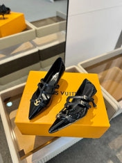HIGH PUMP 5 CM TRIPLE-STRAP IN BLACK PATENT CALFSKIN