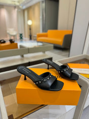 LV X TM 6AM HIGH 4 CM MULE IN BLACK CALFSKIN