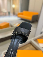 LV X TM 6AM HIGH 4 CM MULE IN BLACK CALFSKIN