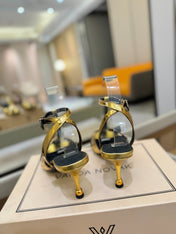 HIGH SANDALS 75 MM IN GOLD CALFSKIN