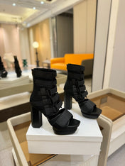 BALMAIN 25S UMA SANDALS 105MM IN BLACK VELCRO AND MESH