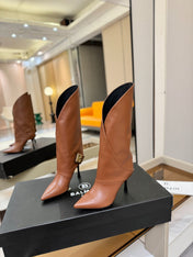 BALMAIN 26S BOOT 95 MM IN BROWN CALFSKIN