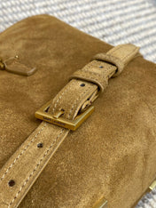 LE 37 SMALL BUCKET BAG 20 IN BROWN SUEDE GOLD HARDWARE