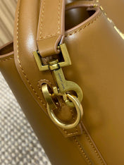 LE 37 SMALL BUCKET BAG 20 IN TORTILLA BROWN CALFSKIN GOLD HARDWARE