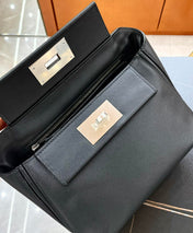 MINI 24/24 21CM IN BLACK EVERCOLOR CALFSKIN SILVER KELLY BUCKLE