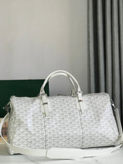 BOSTON 50 BAG IN WHITE GOYARDINE CANVAS AND CALFSKIN TRIM