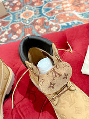 LV X TIMBERLAND ANKLE BOOT IN TORTILLA BROWN MONOGRAM SUEDE