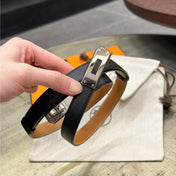 HM KELLY BELT 18 IN BLACK EPSOM SILVER HARDWARE