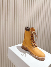 CELINE 25S SHORT MARTIN BOOTS IN MEDIUM ORANGE CALFSKIN