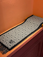 FLOWER MONOGRAM SCARF 180 CM IN BLACK MIX WHITE CASHMERE 388305