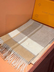 SCARF 180 CM IN KHAKI BROWN MIX WHITE CASHMERE 399872