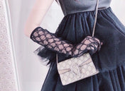 EMBROIDERED LACE MESH GLOVES BLACK 462433