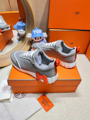 BOUNCING SNEAKER IN SMOKE GRAY SUEDE AND CALFSKIN